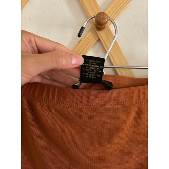 House Of Harlow 1960 Skirt Women's Small Midi Ruched High Rise Burnt Orange - Picture 5 of 9